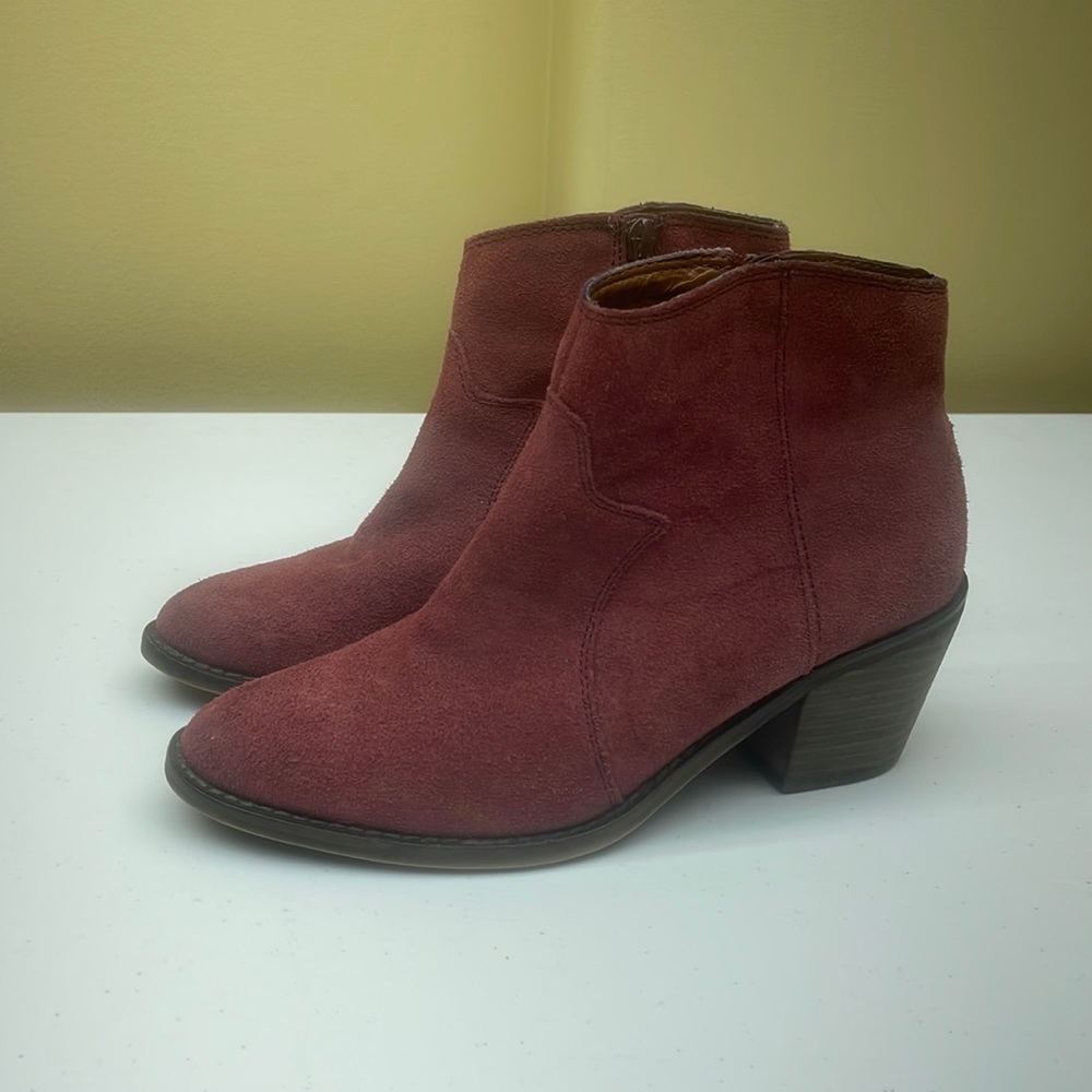 Lucky Brand Mauve Leather Ankle Zip Up Bootie Boots Size 6.5 - Picture 3 of 12